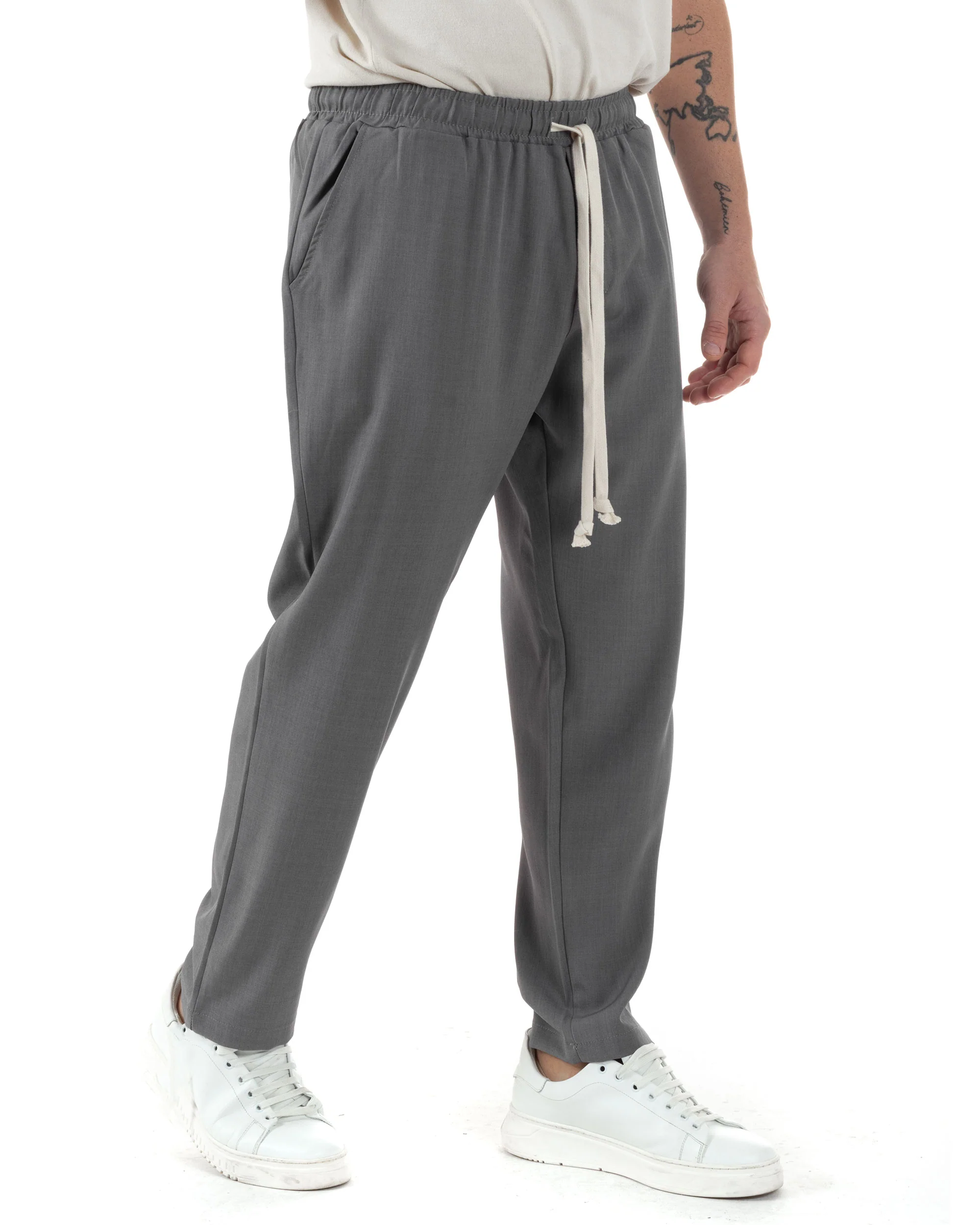 Pantaloni Uomo Pantalaccio Viscosa Morbido Regular Fit Grigio P6244A - immagine 3