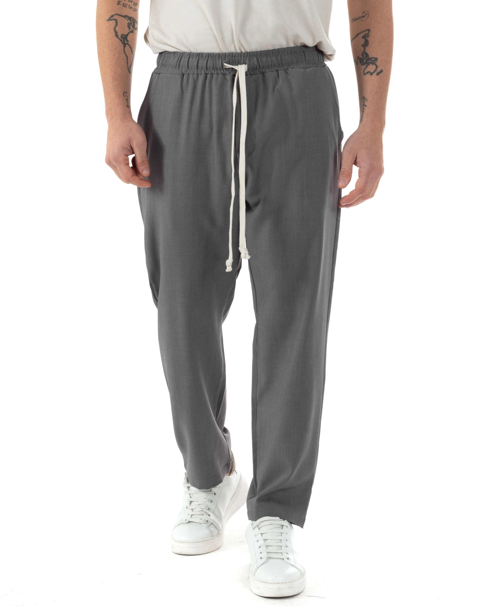 Pantaloni Uomo Pantalaccio Viscosa Morbido Regular Fit Grigio P6244A